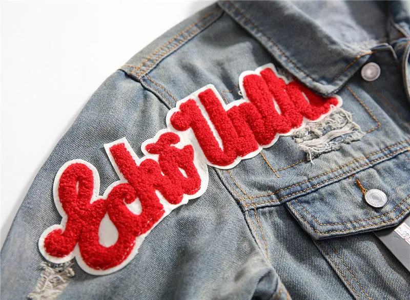 Newest Men's Denim Jacket Embroidery Streetwear Jean Jacket