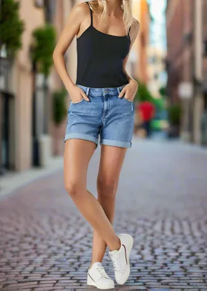 PIXIE LIGHT RIPPED ORGANIC BLUE DENIM SHORT