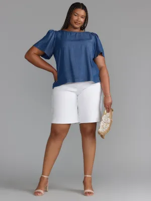 Plus High Rise Denim Short