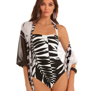 Roidal 'Bambu' Black and White Bandeau/Halterneck Swimsuit