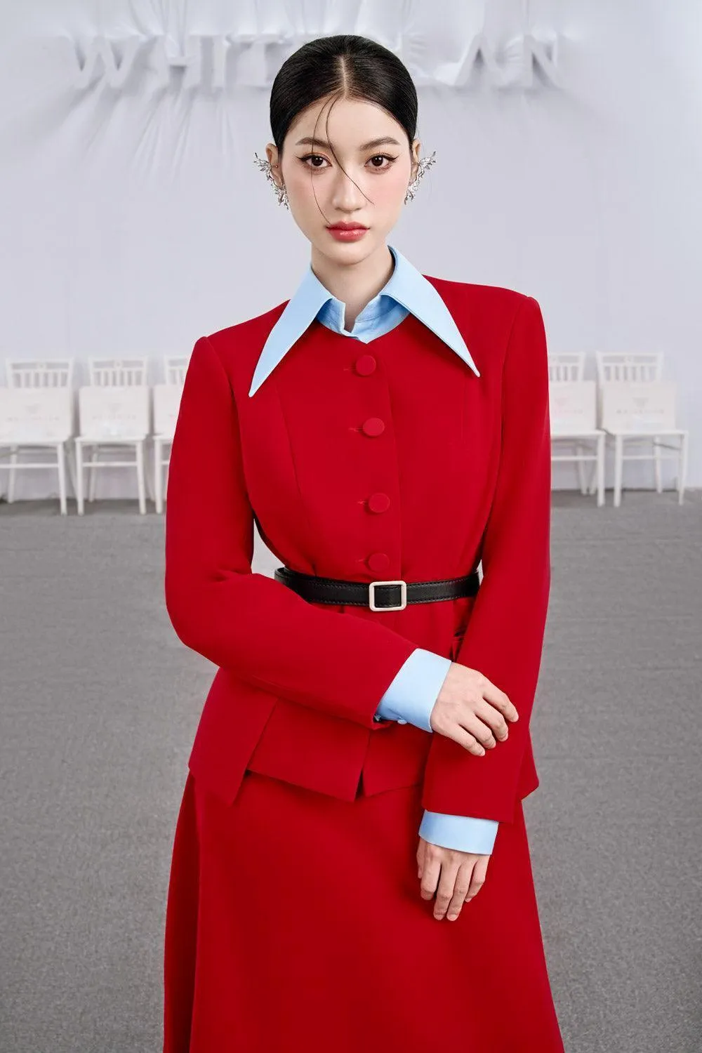 Santa A-line Basic Cotton Midi Skirt