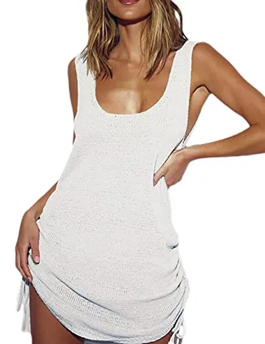 Scoop Neck Sleeveless Crochet Beach Dress