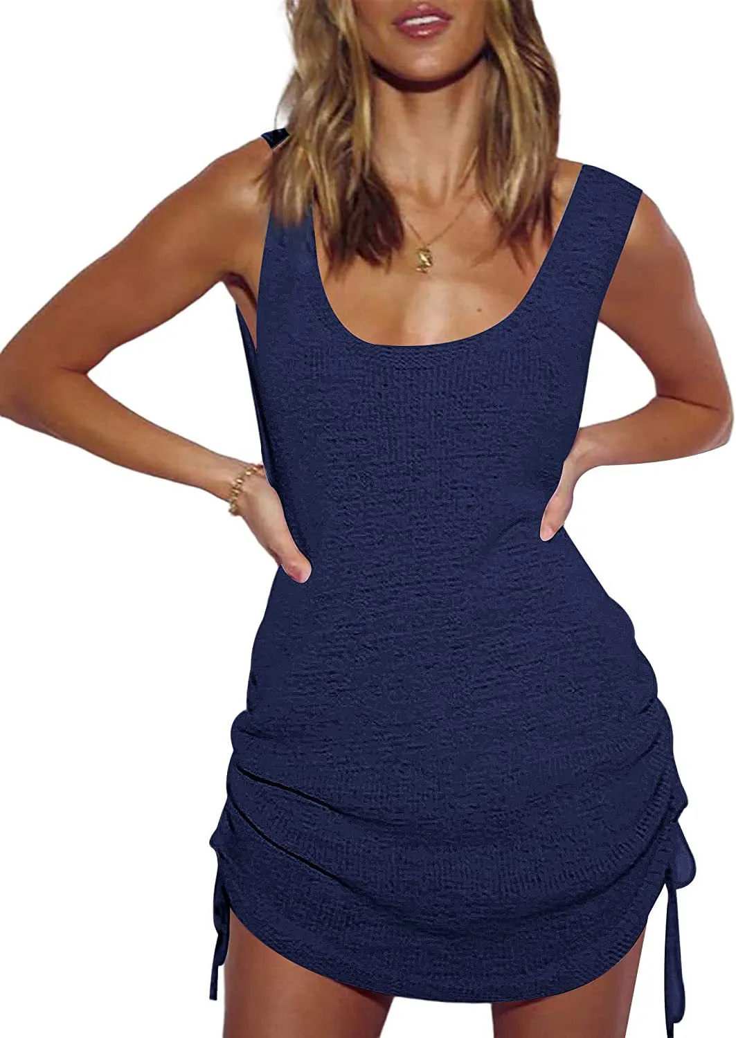 Scoop Neck Sleeveless Crochet Beach Dress