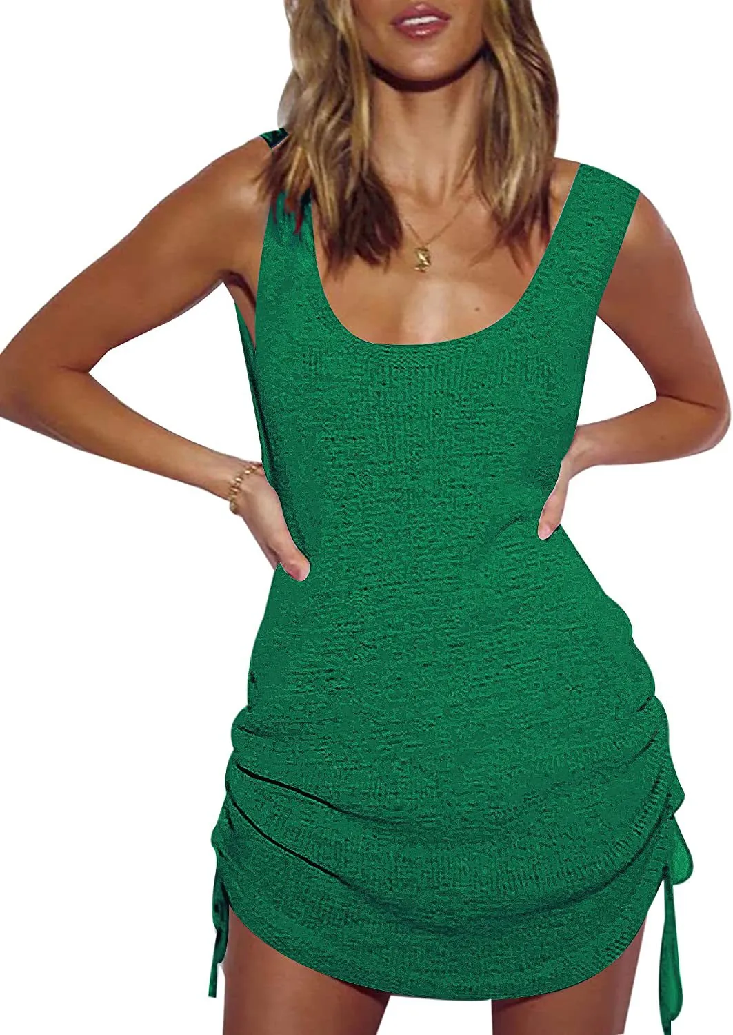 Scoop Neck Sleeveless Crochet Beach Dress