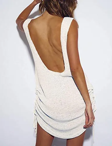 Scoop Neck Sleeveless Crochet Beach Dress