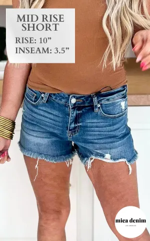 The Steffani Mid Rise Classic Denim Shorts | MICA - Final Sale