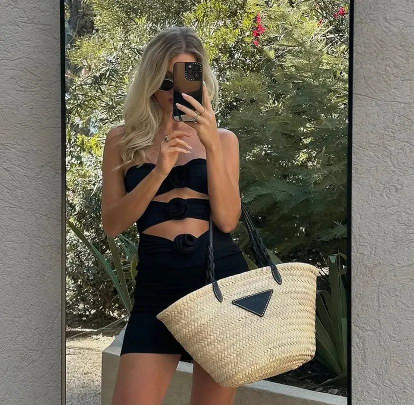 Two Piece Flower Detail Swimsuit