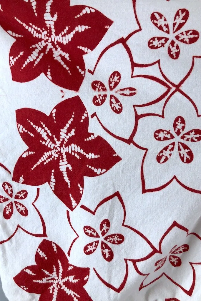 Vintage Red & White Cotton Yukata Kimono Robe
