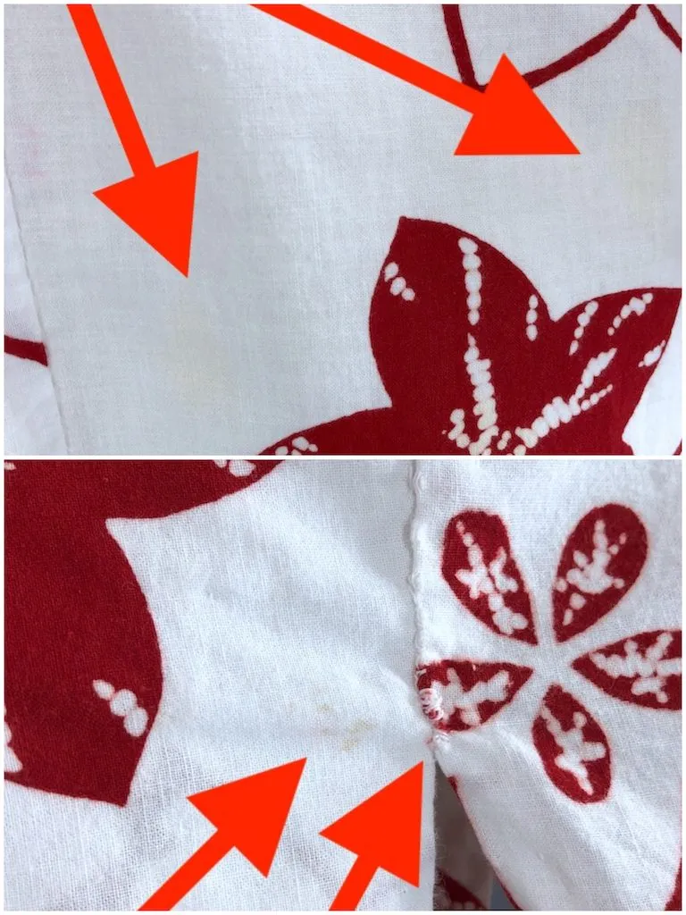 Vintage Red & White Cotton Yukata Kimono Robe