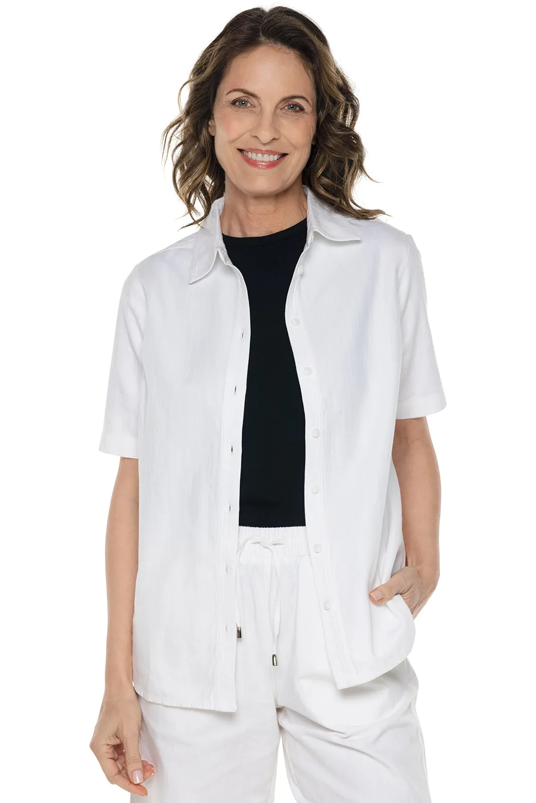 Womens's Everglade Chambray Short Sleeved Shirt  |  White Chambray