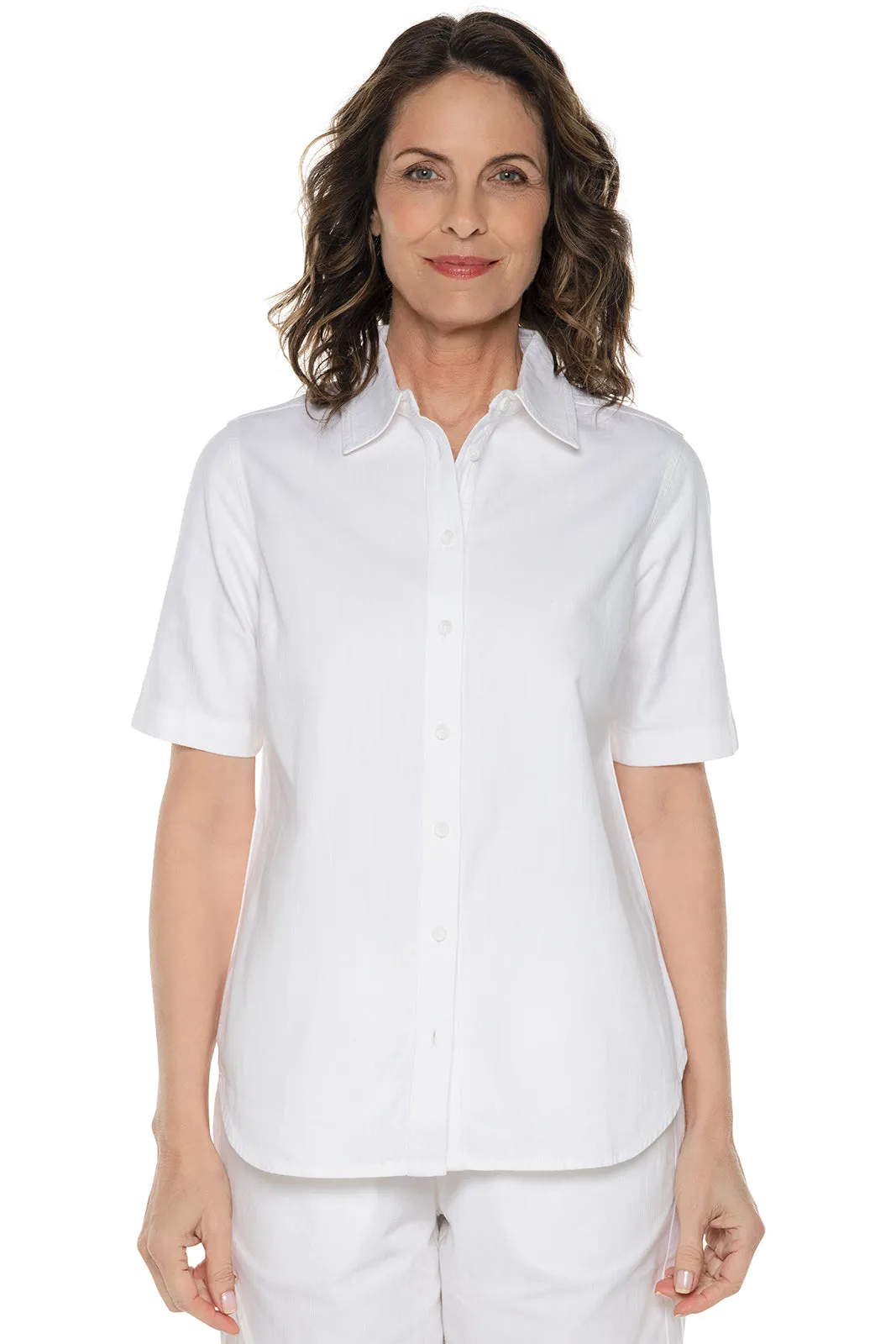 Womens's Everglade Chambray Short Sleeved Shirt  |  White Chambray